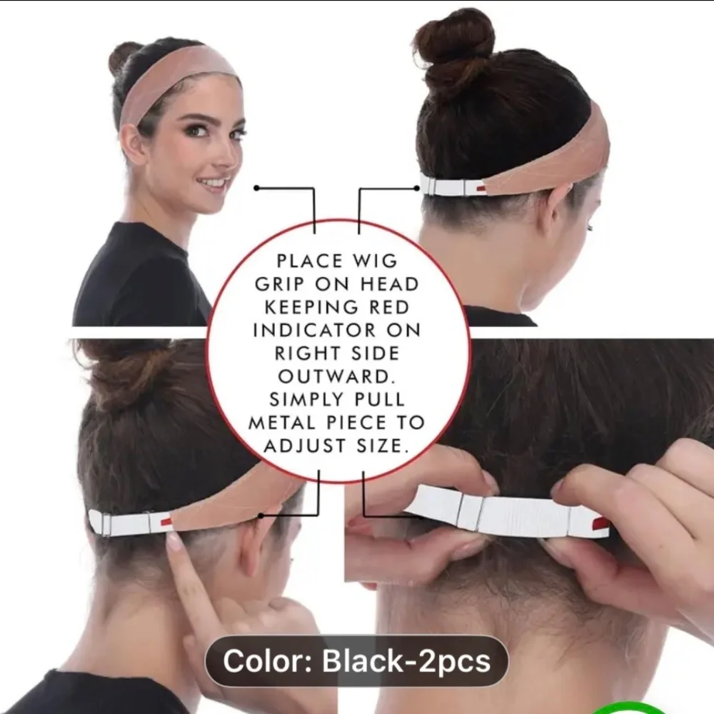 2pcs Headwear Wig Grip Headbands For Women- Adjustable For A Personalized Fit.